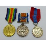 A pair of WWI medals to 129278 Gnr. H. Hallam R.A.