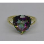 A 9ct gold and mystic topaz ring, 1.