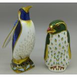 Two Royal Crown Derby paperweights, Harrods Rockhopper Penguin, limited edition,