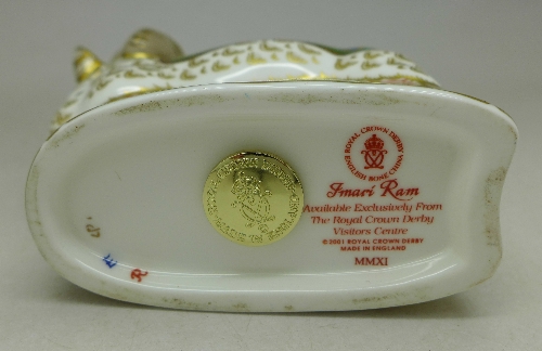 A Royal Crown Derby paperweight, Imari Ram, - Image 3 of 3