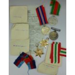 Five WWII medals including Africa Service Medal to 579692 J.W.