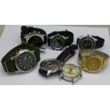 Seven wristwatches including Wilson,