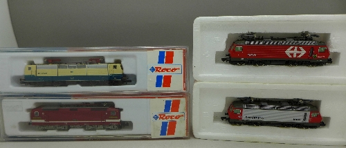 Four Roco N gauge model engines,