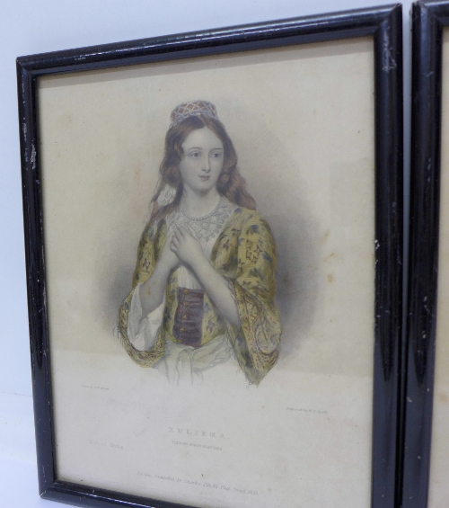 Three framed engravings, Finden's Byron Beauties, width of frames 19. - Image 3 of 4