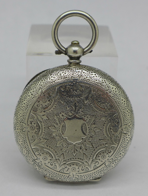 A silver fob watch - Image 2 of 3