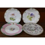 Four hand decorated plates