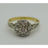 An 18ct gold, platinum and diamond ring, 3.