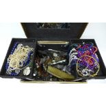 Fashion and costume jewellery and wristwatches in a jewellery box, 4.