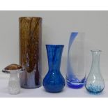 A Murano style millefiori vase, a Caithness glass vase, a Royal Brierley glass vase,