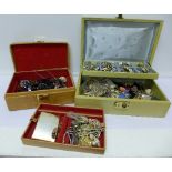 Costume and fashion jewellery in two jewellery boxes, 3.