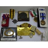 A 1953 Coronation medal, boxed, a Lusitania medallion, boxed, a silver Masonic medal,