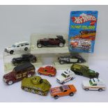 Three Solido die-cast cars and other die-cast including Hot Wheels,