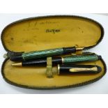 A Pelikan 140 and 350 fountain pen and pencil set,