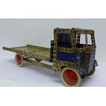 A built Meccano flat-back truck,