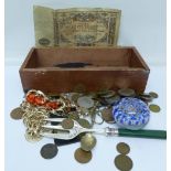 Pre-decimal coinage, paperweight, etc.