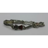 A Scottish style silver and agate bracelet,