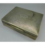 A Mappin & Webb silver cigarette box, with initials,