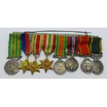 A set of seven miniature medals