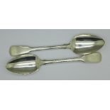 Two silver serving spoons,