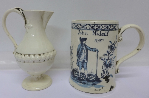 A mug with motto and a jug