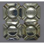 Four silver Mappin & Webb ashtrays,