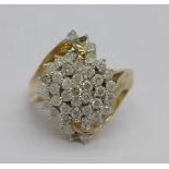 A 9ct gold and diamond ring, approximately 1ct diamond weight, lacking three stones, 5g,