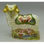 A Royal Crown Derby paperweight, Imari Ram,