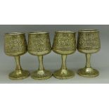 Four Eastern white metal goblets, test as silver, 480.