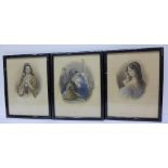 Three framed engravings, Finden's Byron Beauties, width of frames 19.