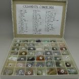 A boxed set of forty-nine gemstone samples
