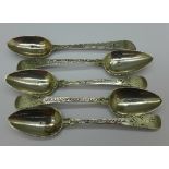 Five Georgian silver teaspoons,