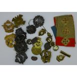 Assorted cap badges, etc.