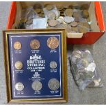 A collection of pre-decimal coinage and foreign coins