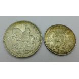 A 1935 crown and a silver 2½ Dutch guilder