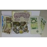 A Peppiatt 10 shilling note, eighteen £1 notes including five numbered consecutively,