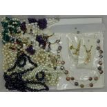 A collection of costume jewellery including freshwater pearls