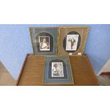 A set of three reproduction French female risque prints,