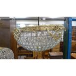 A gilt metal and crystal chandelier (no wiring)