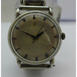 A stainless steel Omega bumper automatic wristwatch, 17 jewels, not working.