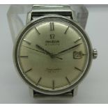 A stainless steel Omega Seamaster De Ville wristwatch, calendar window, expandable strap, working.