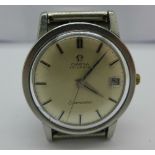 A stainless steel Omega Seamaster automatic wristwatch, date window, loose crown, 565 calibre,