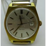 A gold plated Omega Geneve automatic wristwatch, 1481 calibre, stem/crown a/f, ticking.