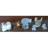 A Goebels glass model of a bear, a Beswick Hunca Munca, a Beswick fox,