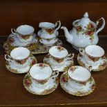 A Royal Albert Old Country Roses tea set, comprising six cups, saucers, tea plates, sandwich plate,