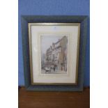 A street scene, watercolour, unsigned,