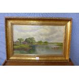 19th Century English School, view of Wilford Ferry, oil on canvas,