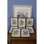 Nine Louis Wain prints,