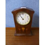 An Edward VII inlaid mahogany 8-day mantel clock