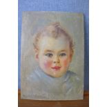 Elizabeth Mary Watt (1886 - 1954), portrait of a child, oil on panel, signed lower left,