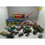 Die-cast model vehicles including Corgi Major Toys Simon Snorkel fire engine,